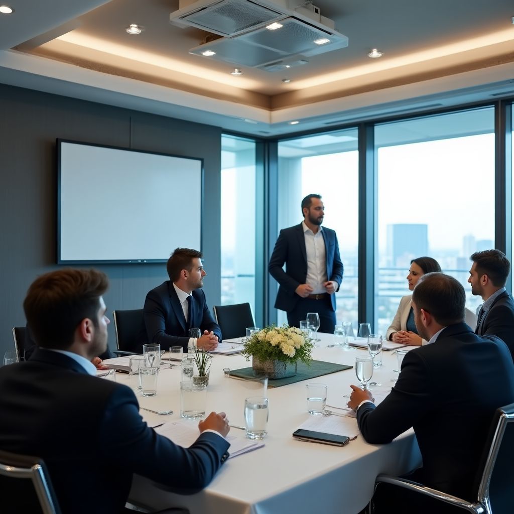 Reunión análisis inversiones oficina